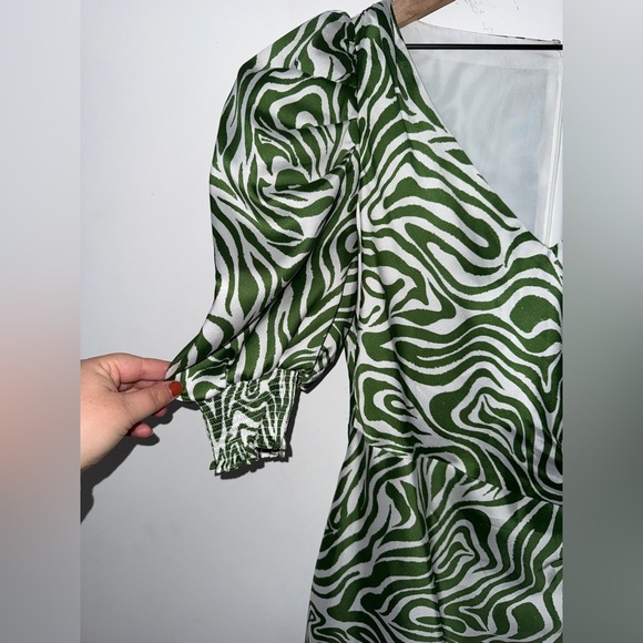 NWOT Cinq a Sept Kacy Green Zebra Print Silky Dress Size 4 - Picture 10 of 13